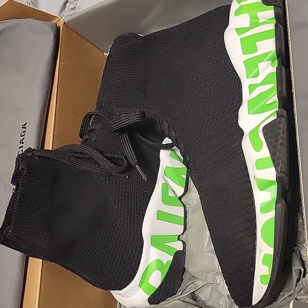 39 Balenciaga Lace Up Speed Sock Sneakers Black size 39
